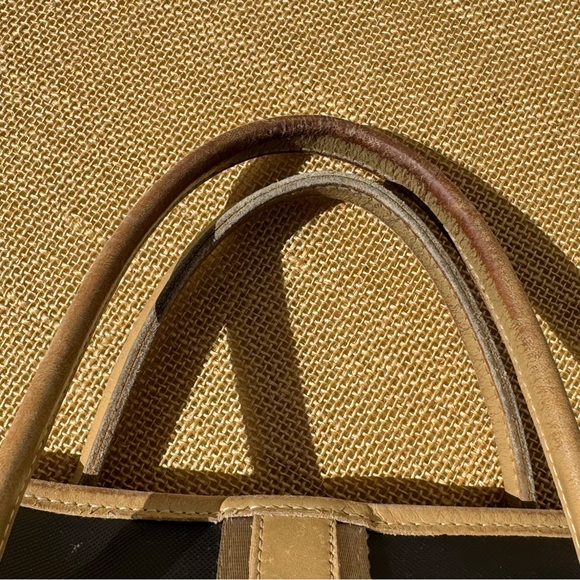 Longchamp Small Handbag Black Nylon Tan Leather Le Pliage Top Handle - Picture 6 of 16